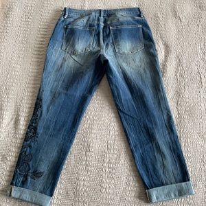 Chico’s Platinum Skimmer Jean with embroidery detail